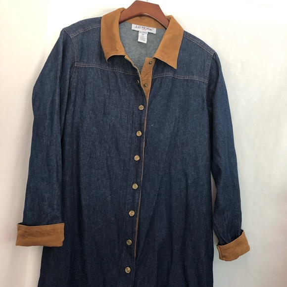 JG Hook, Corduroy Camel Collared Jean Dress, M/L - Picture 5 of 10